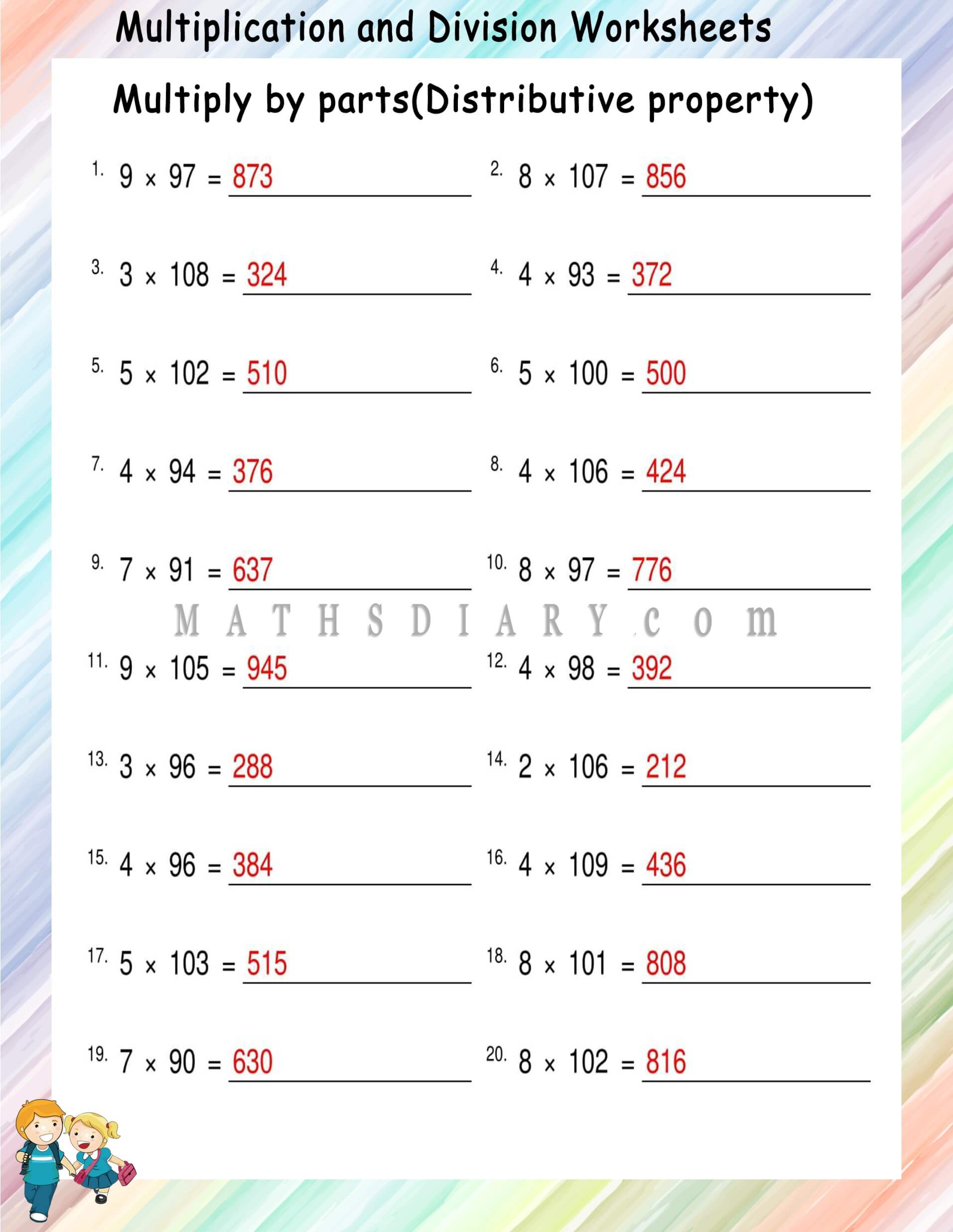 distriputive property of multiplication