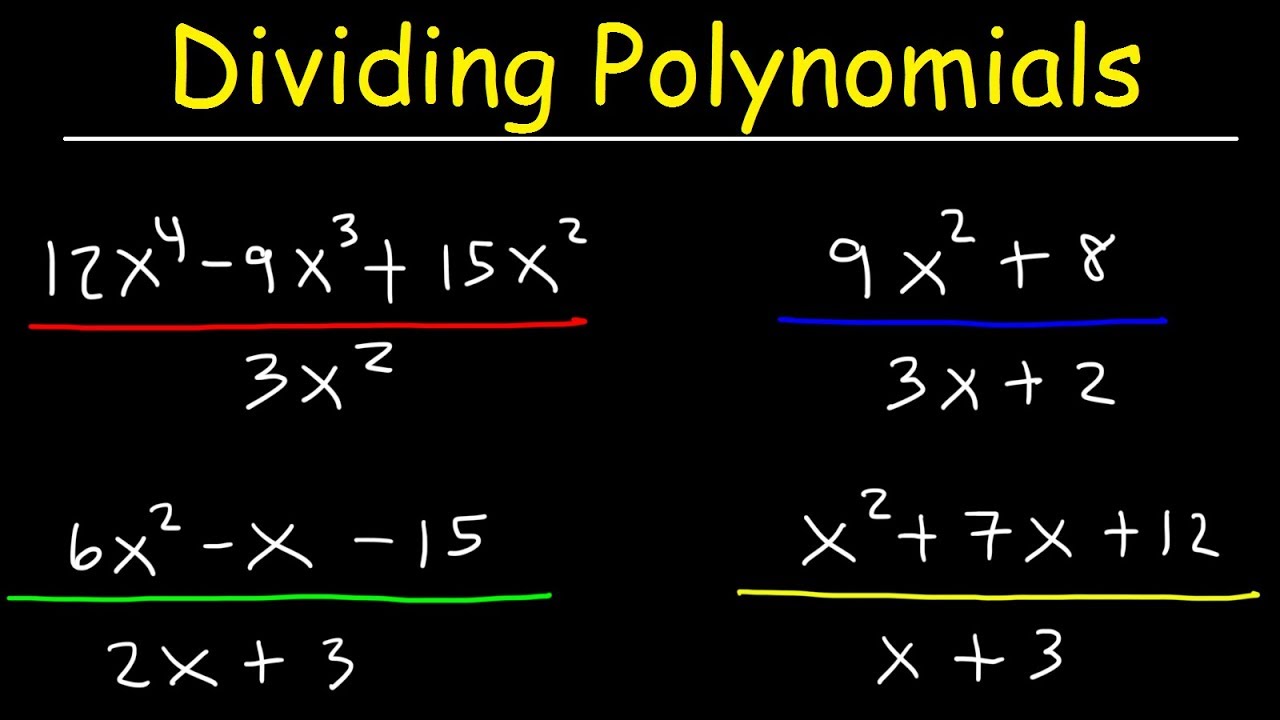 Dividing Polynomials By Monomials &  Binomials Using Long Division