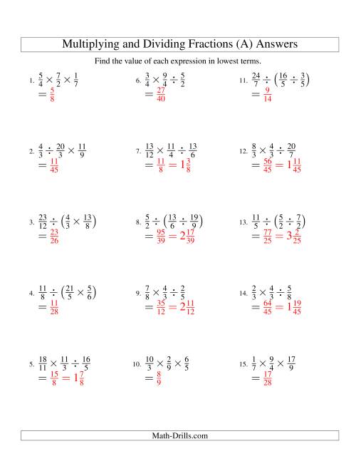 divide fraction worksheet