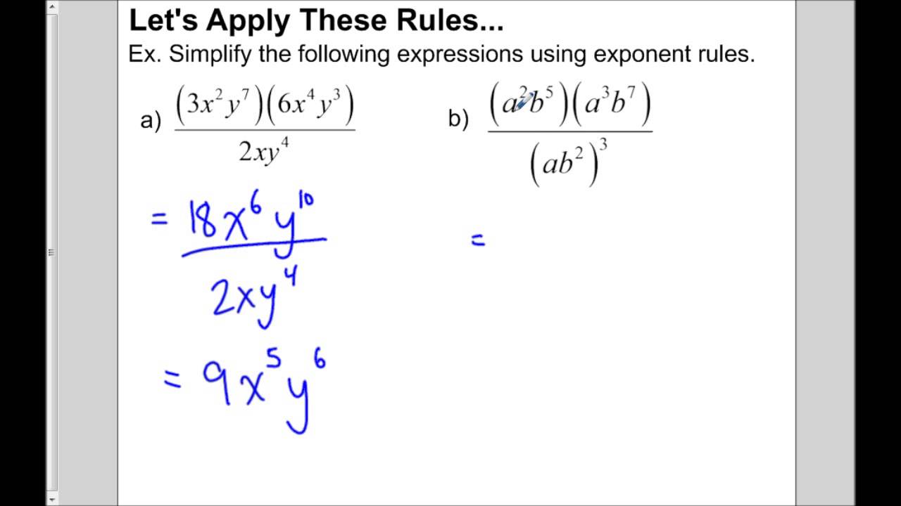 Multiplying and Dividing Monomials