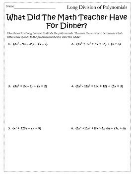 Polynomial Long Division Activity {Dividing Polynomials Activity ...