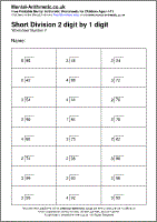 dividing 2 digit by 1 digit numbers worksheet