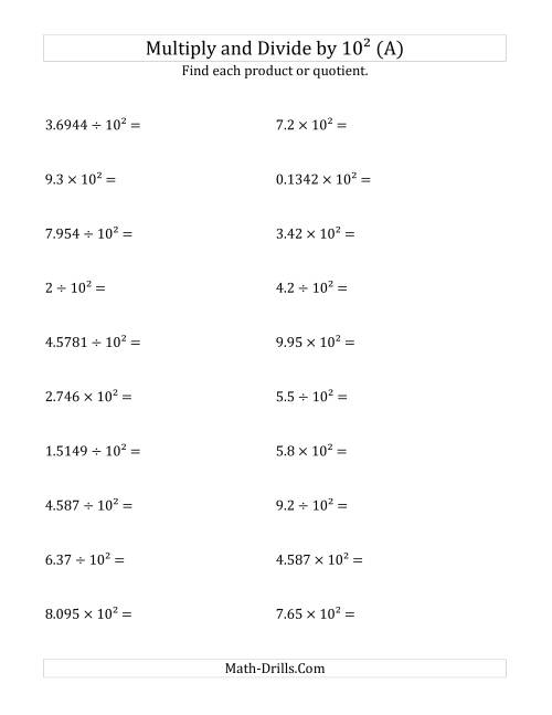 dividing a decimal by a decimal worksheet