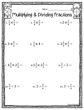 dividing and multiplying fractions worksheet