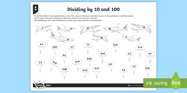 dividing by 10 worksheet
