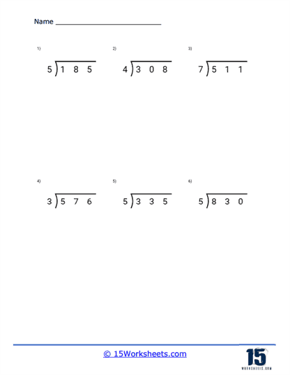 3-digit by 1-digit Division Worksheets - 15 Worksheets Library