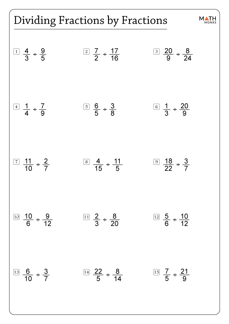 dividing by fractions worksheet