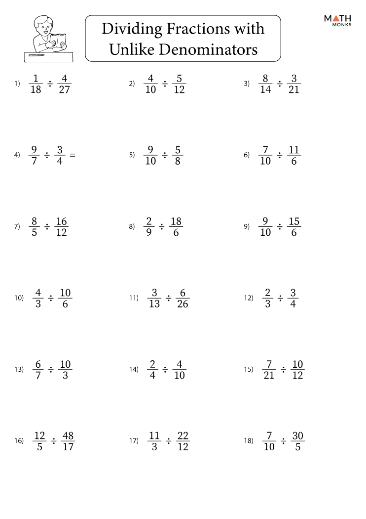 dividing by fractions worksheet
