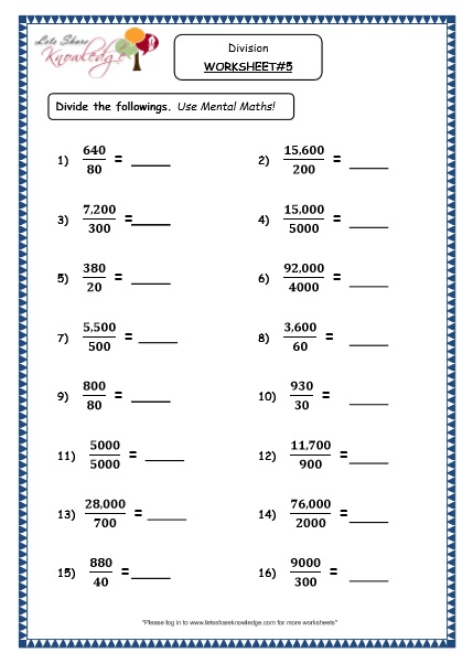 dividing by multiples of 10 worksheet