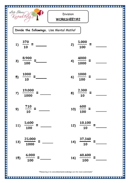 dividing by multiples of 10 worksheet