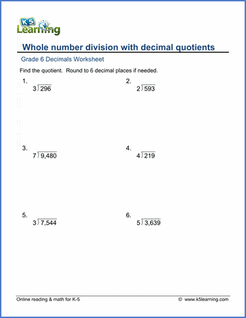 dividing decimals 5th grade