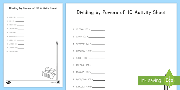 dividing decimals by powers of 10 worksheet