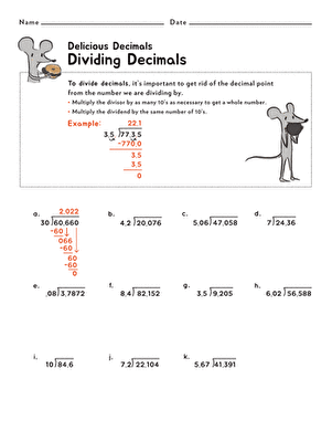 Dividing Decimals | Worksheet 