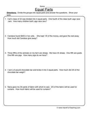 dividing fraction word problems worksheet