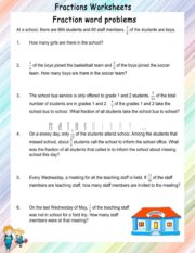 dividing fraction word problems worksheet