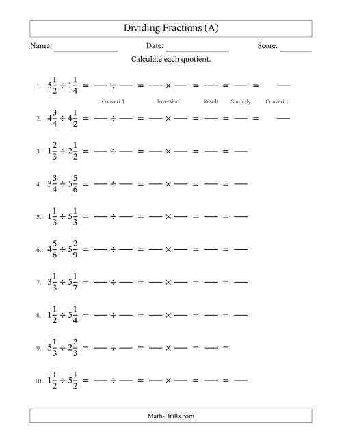 dividing fractions 5th grade worksheet