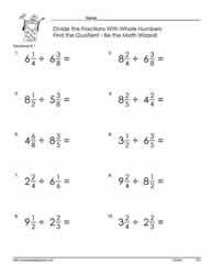 dividing fractions and mixed numbers worksheet 6th grade