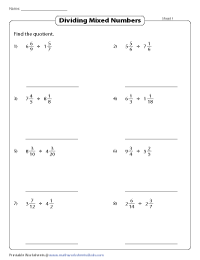 dividing fractions by fractions worksheet