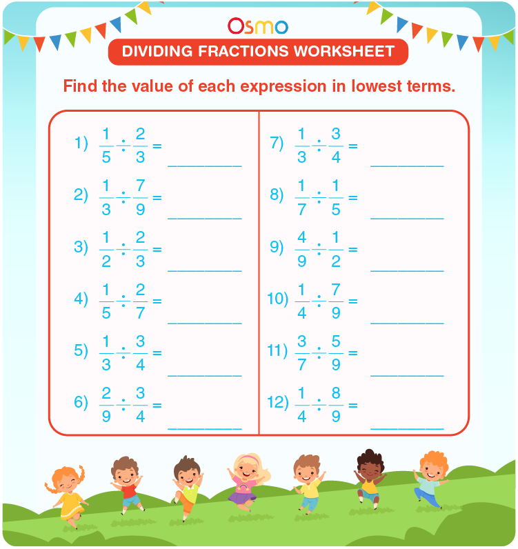 dividing fractions by fractions worksheet