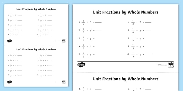 dividing fractions by whole numbers worksheet