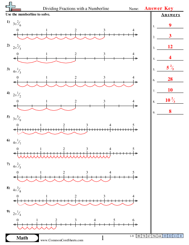 dividing fractions worksheet with answer key