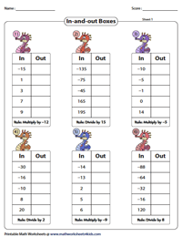 dividing integers worksheet with answer key