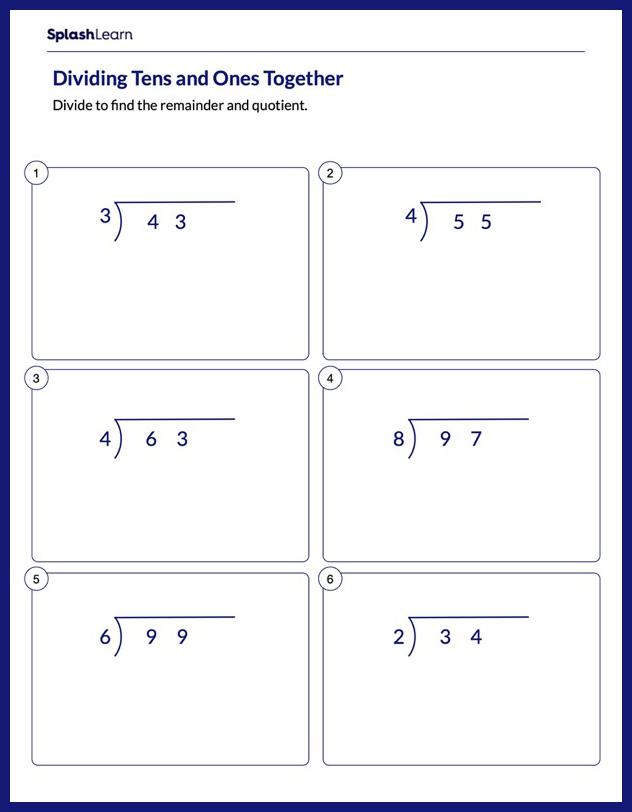 Divide 2-Digit Numbers by 1-Digit Numbers - Math Worksheets ...