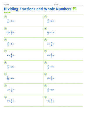 Dividing Fractions and Whole Numbers #1 | Worksheet 
