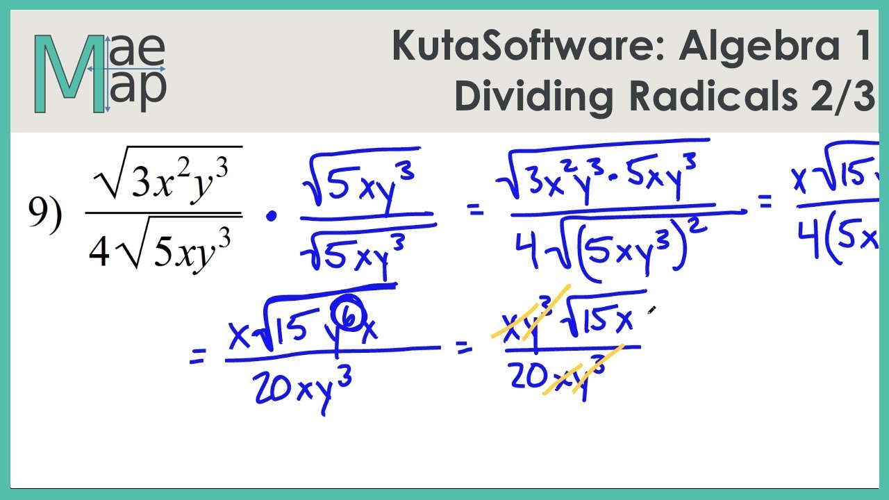 KutaSoftware: Algebra 1- Dividing Radicals Part 2