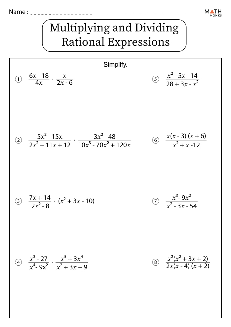 dividing rational expressions worksheet answers