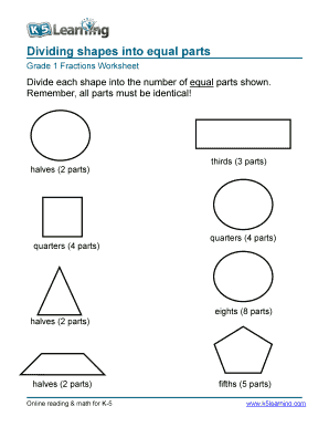dividing shapes into equal parts worksheet