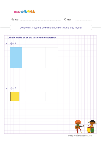 dividing unit fractions worksheet