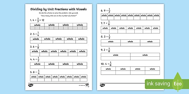 dividing whole number by fraction worksheet