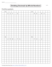 dividing whole numbers by decimals worksheet