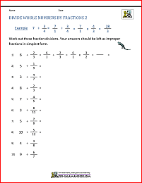 Divide Whole Numbers by Fractions