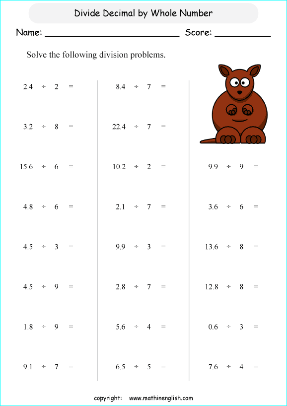 Printable primary math worksheet for math grades 1 to 6 based on ...