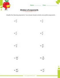 Factor, fractions and exponents worksheets for 7th grade students