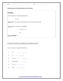 dividing with exponents worksheet
