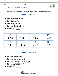 Divisibility Rules Worksheets