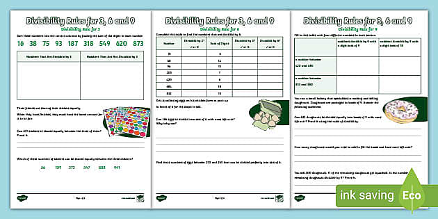 ? KS2 Divisibility Rules for 3, 6 and 9 Activity Sheets
