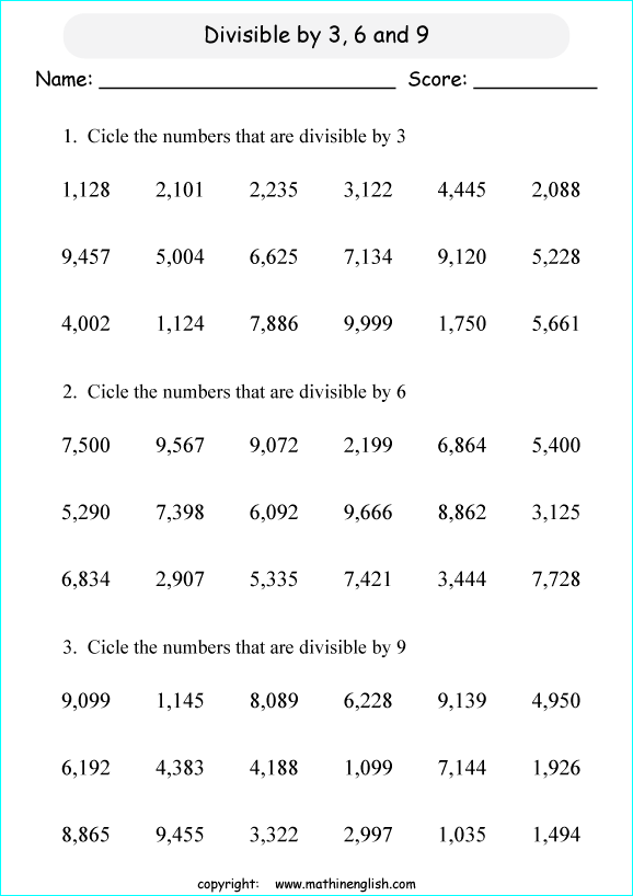 divisibility worksheet for 6th graders