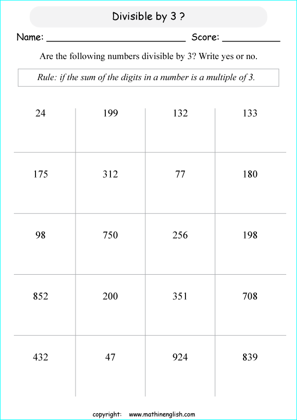 Printable primary math worksheet for math grades 1 to 6 based on ...
