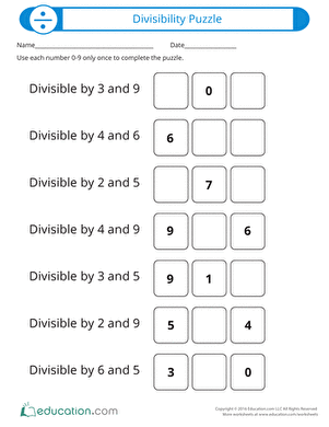 Divisibility Puzzle | Interactive Worksheet 