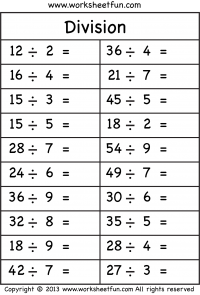 Division / FREE Printable Worksheets - Worksheetfun