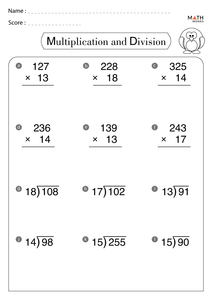 division and multiplication worksheet for 4th grade