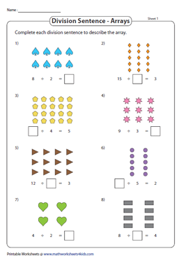 Division Array Model Worksheets