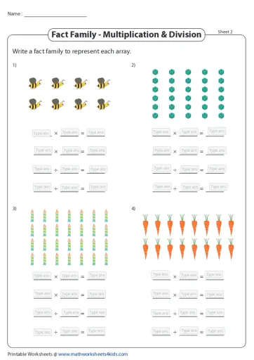 Fact family multiplication division array 2 Interactive Worksheet ...