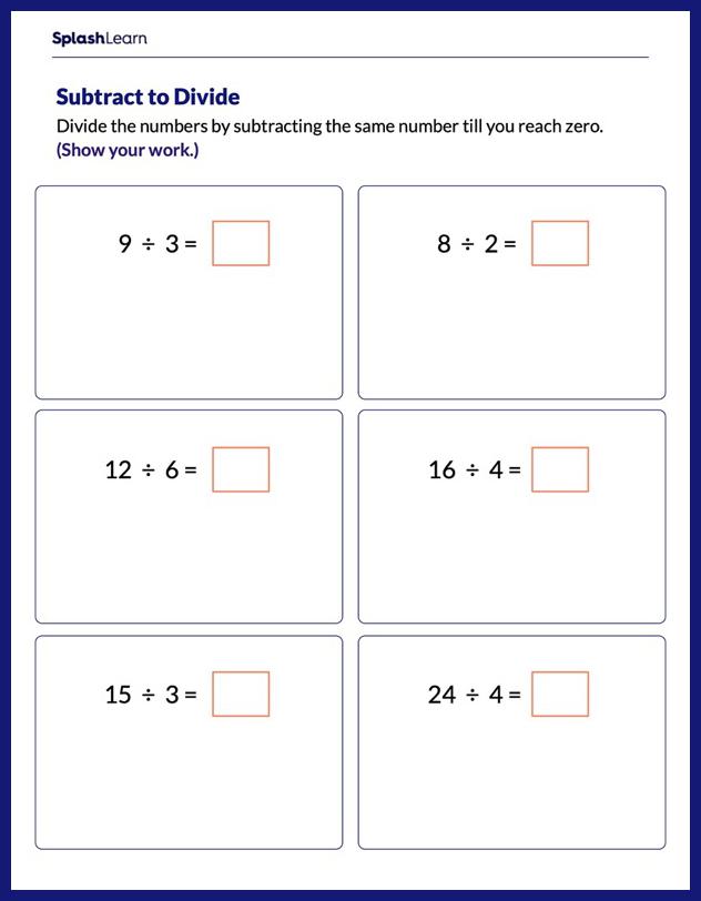 division as repeated subtraction worksheet