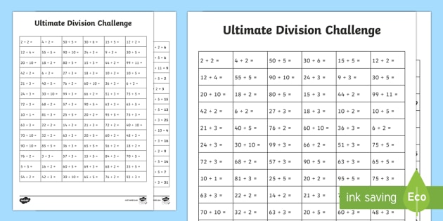 KS1 Ultimate Division Challenge Worksheet / Worksheet