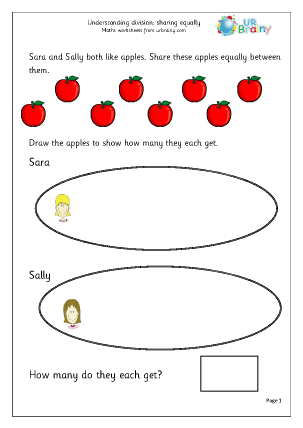 Division Maths Worksheets for Year 2 (age 6-7) - URBrainy.com